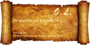 Orenstein Lotár névjegykártya